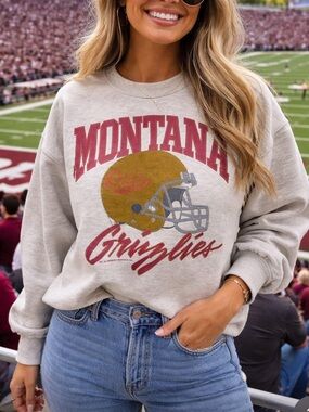 Vintage Montana Grizzlies Crewneck Sweatshirt Gray Size Large